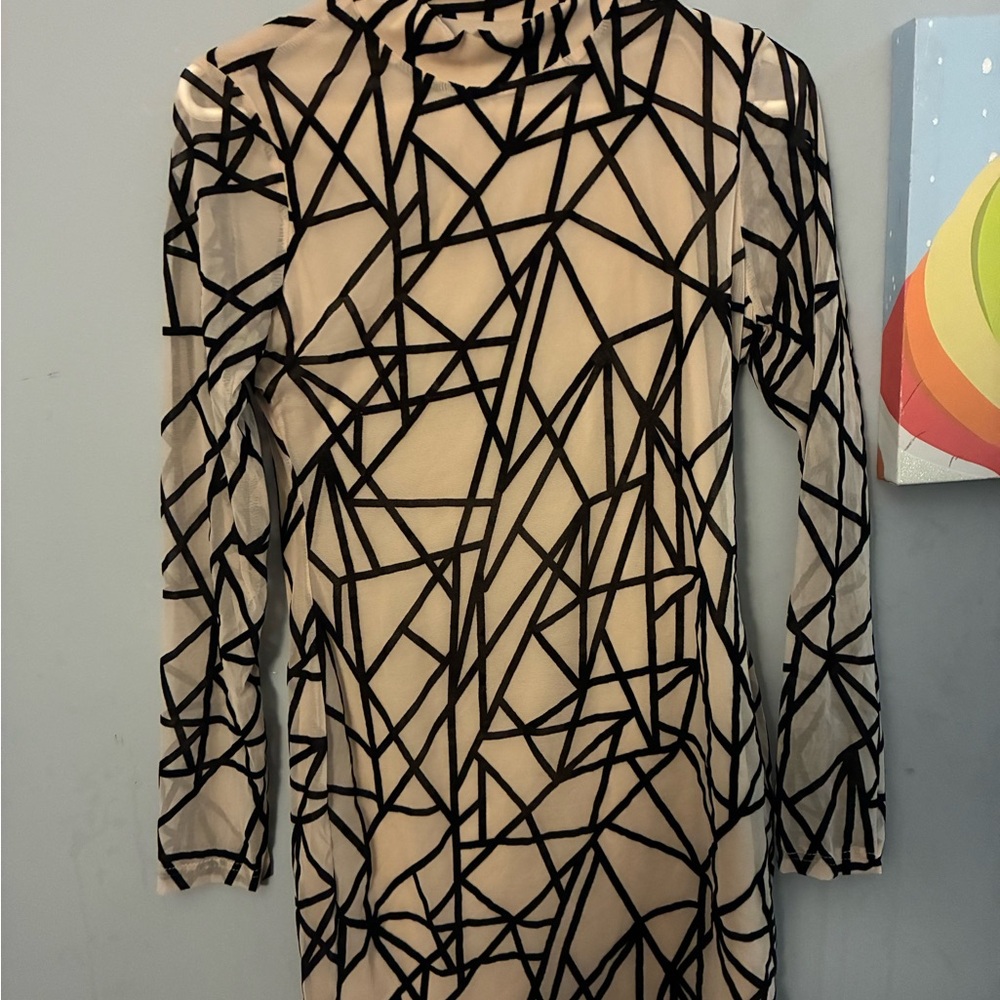 SHEIN Black Geometric Pattern Dress
